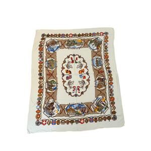 Vintage Germany & European Cities Souvenir Tablecloth 54” X 46”